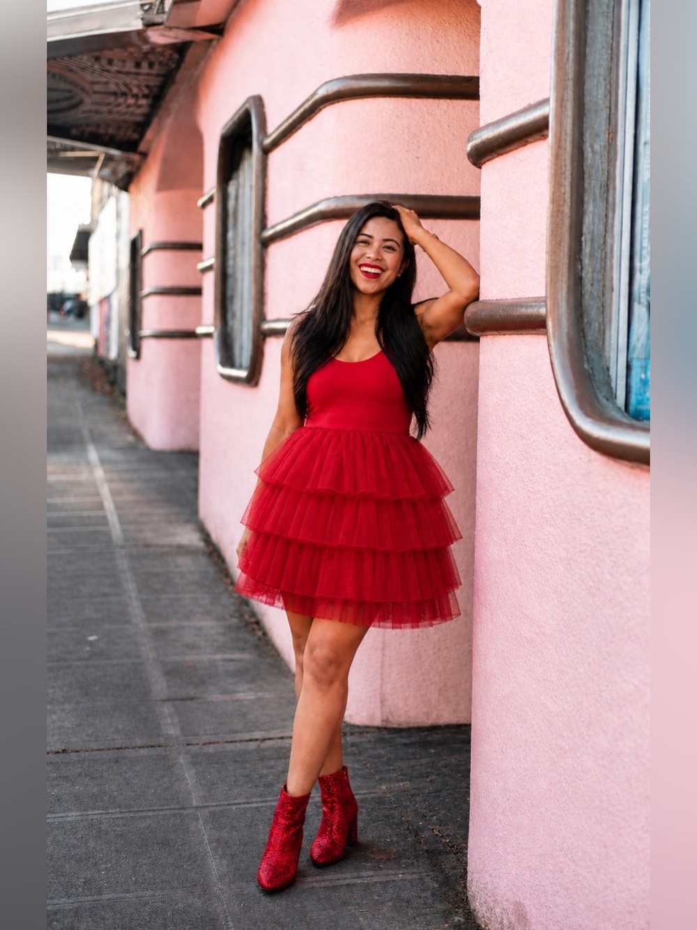 torrid Red Tiered Tulle Mini Dress - Picture 3 of 16